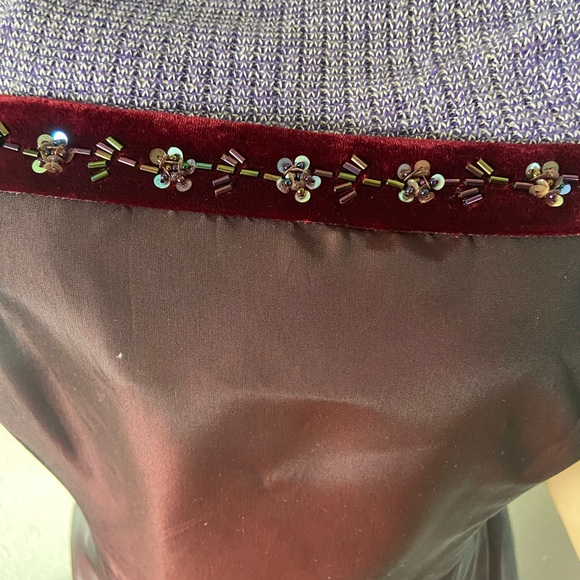 Vintage Ann Taylor Loft Burgundy Strapless Dress,  Faux Fur Stole &Heart Glasses - Picture 7 of 16